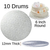 10 Boards - 6" Round Cake Drums - Silver Cake Drum